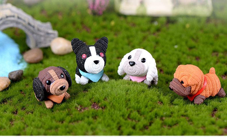 Resin Animals Pet Dog Models Wholesale Fairy Garden Accessories Supplies Pot Bonsai Mini Fairy Garden Ornament Small Artificial Dog Figurine Kids Gifts Terrarium Fairy Garden Kits Decoration